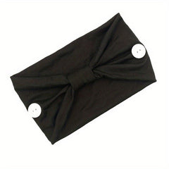 Solid Knotted Button Headband for Women