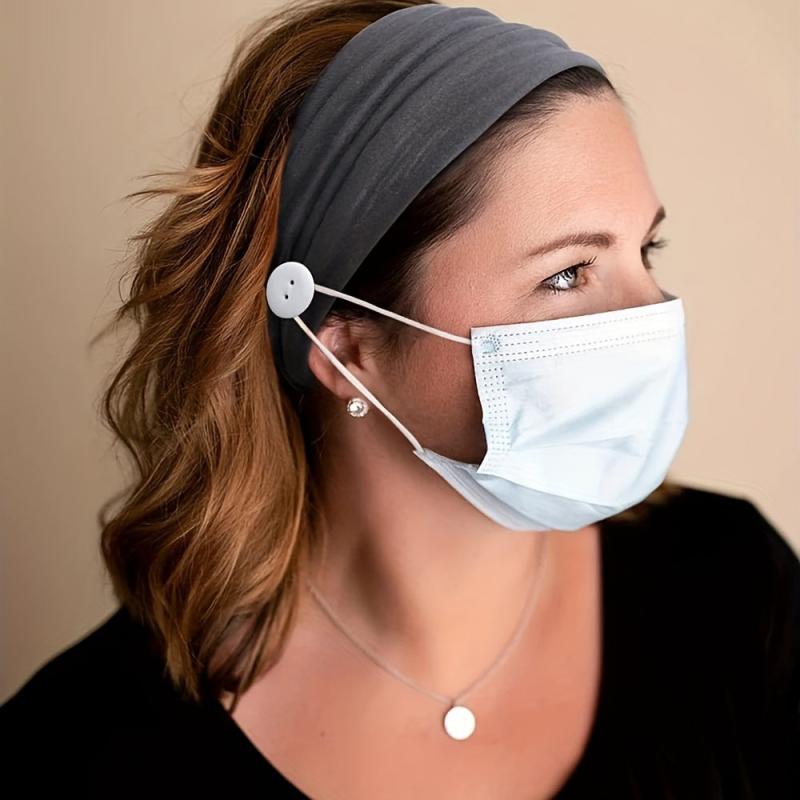 Solid Knotted Button Headband for Women