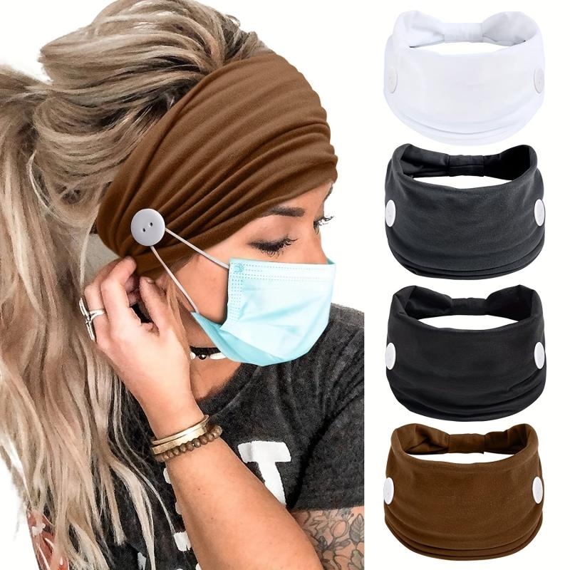Solid Knotted Button Headband for Women