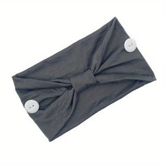 Solid Knotted Button Headband for Women