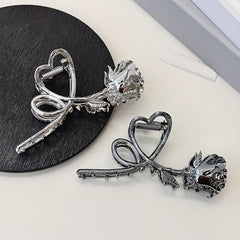 Vintage Metal Rose Hair Claw Flower Shark Claw Back Head Ponytail Holder