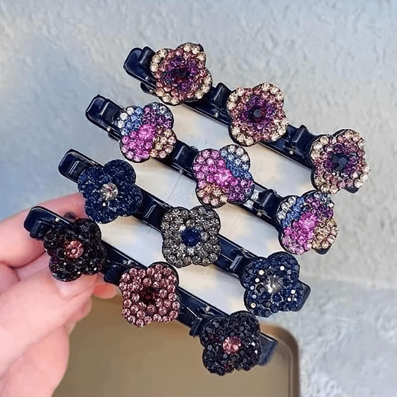 4 Leaf Clover Duckbill Clip Rhinestone Hair Clip for Women