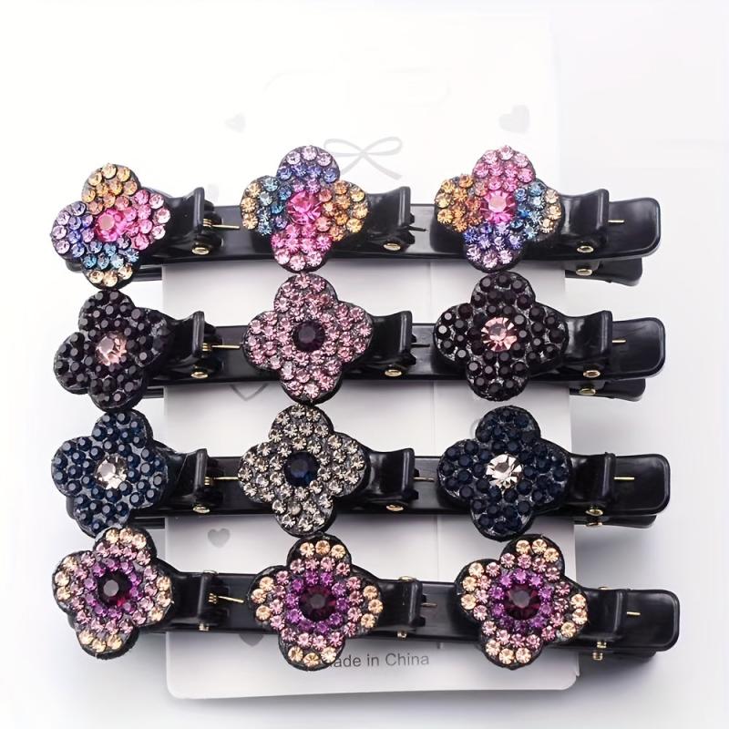 4 Leaf Clover Duckbill Clip Rhinestone Hair Clip for Women