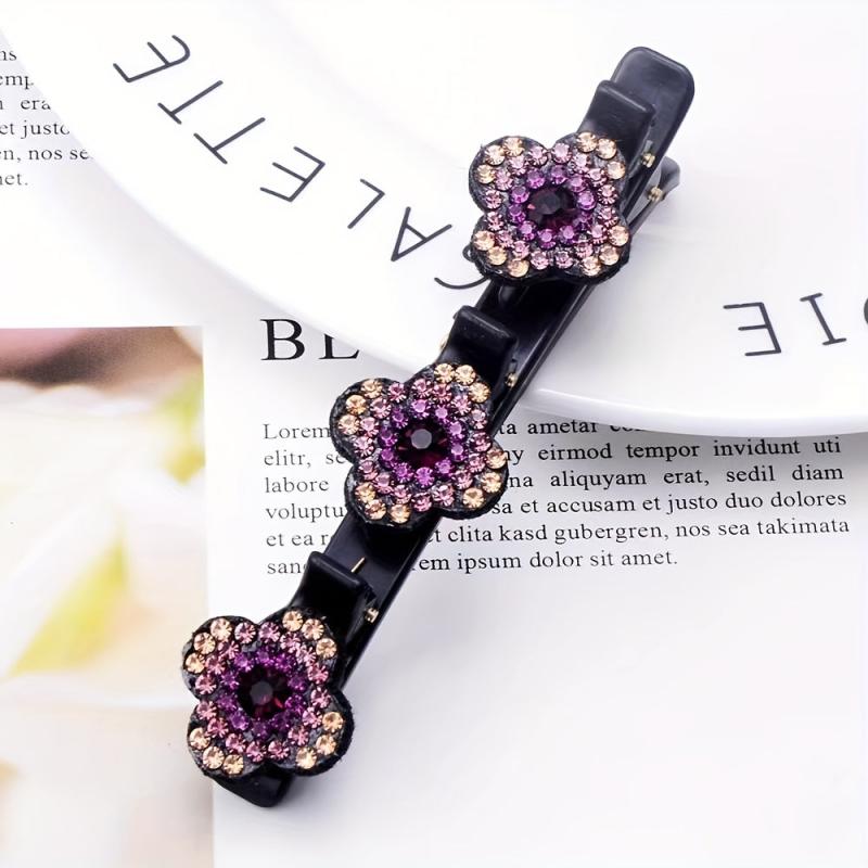 4 Leaf Clover Duckbill Clip Rhinestone Hair Clip for Women