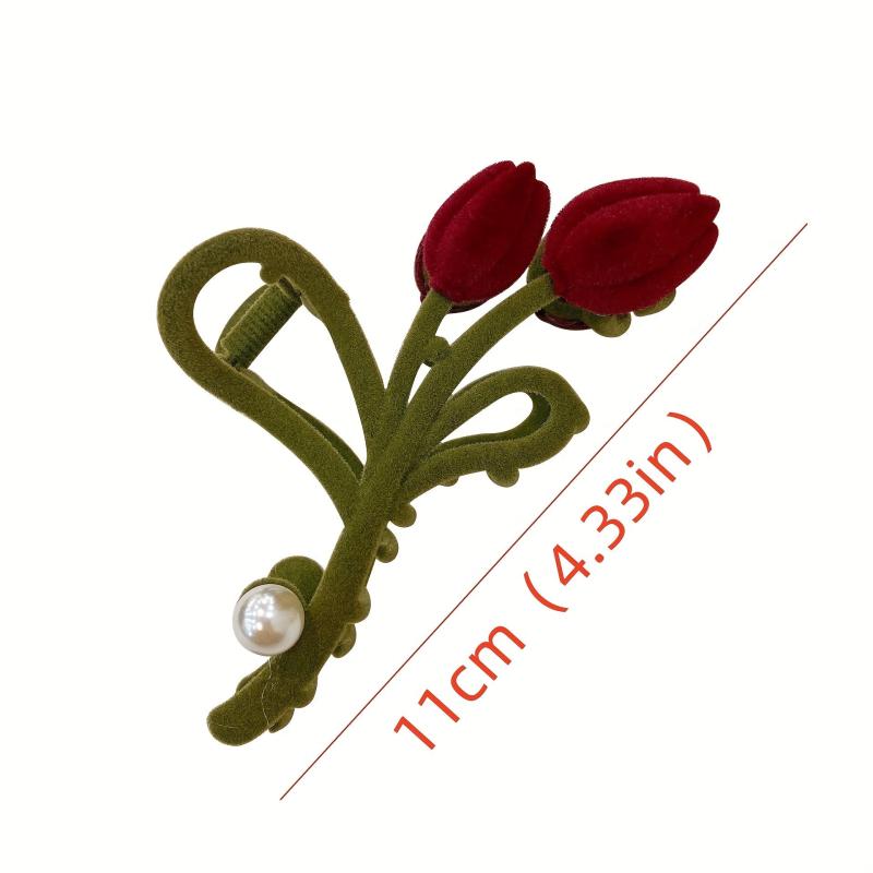 Plush Rose Shaped Hair Claw for Women Girls