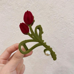Plush Rose Shaped Hair Claw for Women Girls