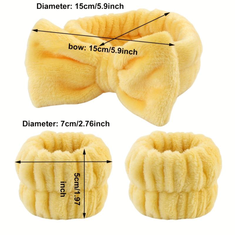 3pcs Bowknot Headband Wristband Set for Spa Makeup Skincare
