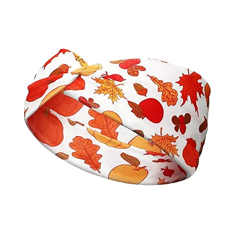 Thanksgiving Pumpkin Twisted Hair Band Maple Leaf Headband