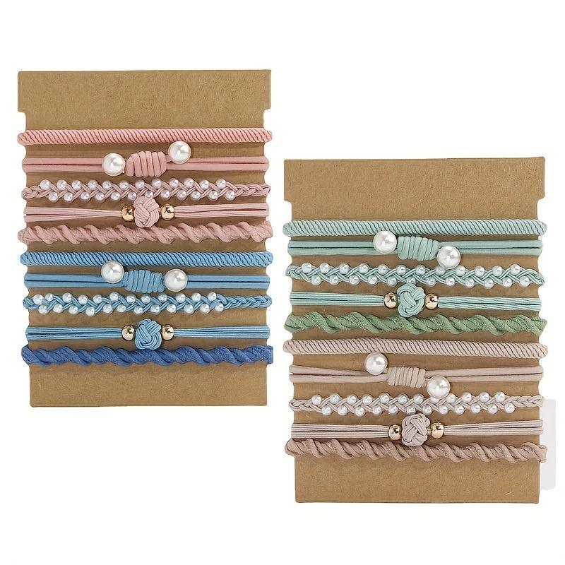 20pcs Pearl Boho Hair Ties, Elastic Ponytail Holder Hair Rope Accesso