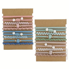 20pcs Pearl Boho Hair Ties, Elastic Ponytail Holder Hair Rope Accesso