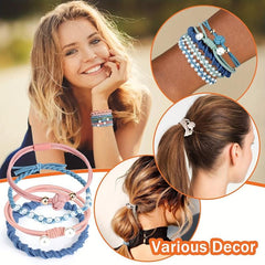 20pcs Pearl Boho Hair Ties, Elastic Ponytail Holder Hair Rope Accesso