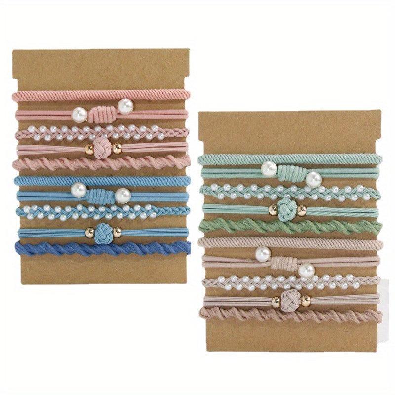 20pcs Pearl Boho Hair Ties, Elastic Ponytail Holder Hair Rope Accesso