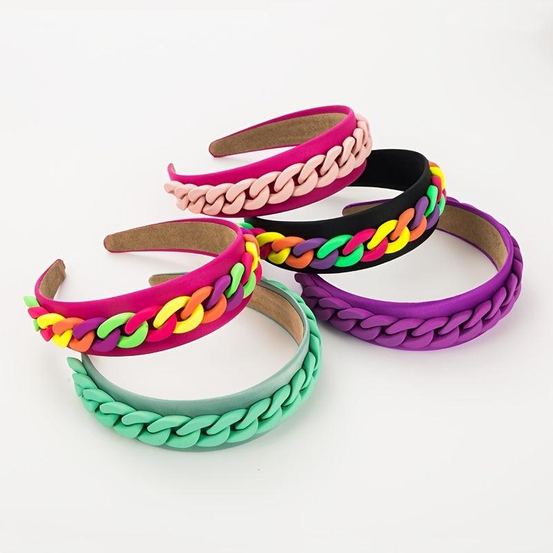 Hair Band Chain Decor Macaroon Hairband Headpiece Women Head Band