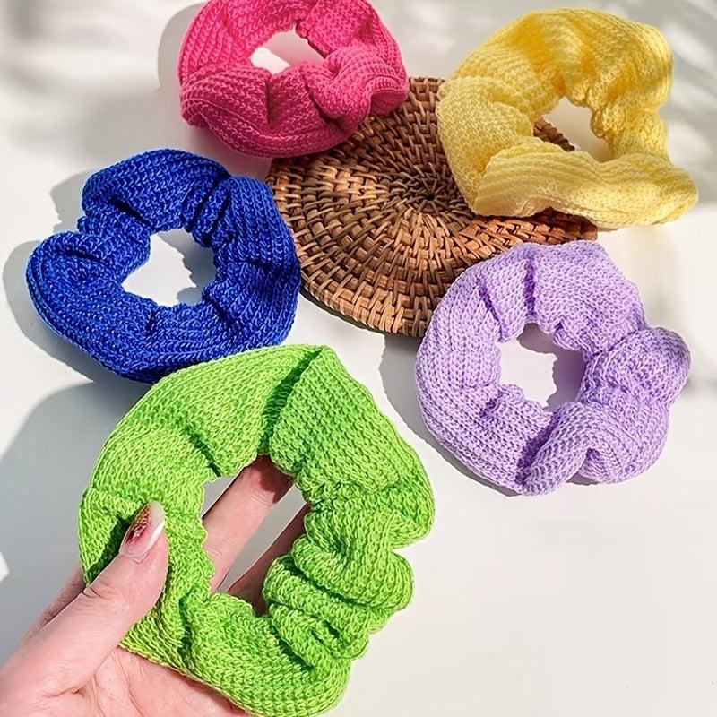 Knit Scrunchies Candy Hair Ties Elastic Ponytail Holders