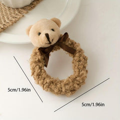 Rabbit Bear Plush Hair Scrunchies for Women Girls Hair Tie