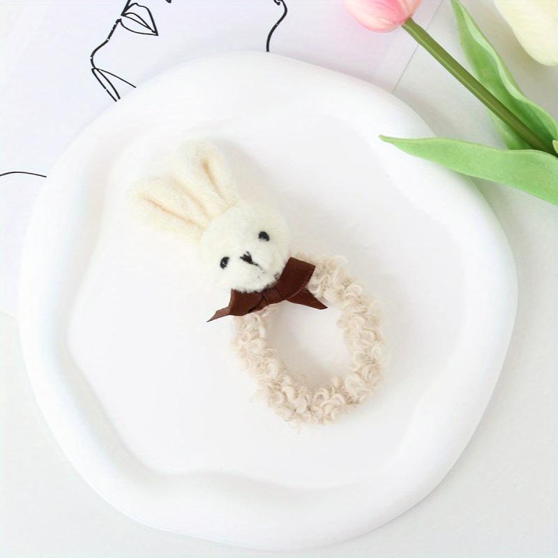 Rabbit Bear Plush Hair Scrunchies for Women Girls Hair Tie