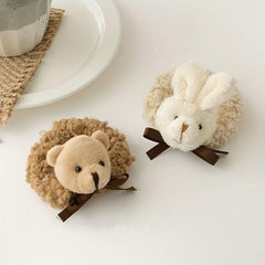 Rabbit Bear Plush Hair Scrunchies for Women Girls Hair Tie