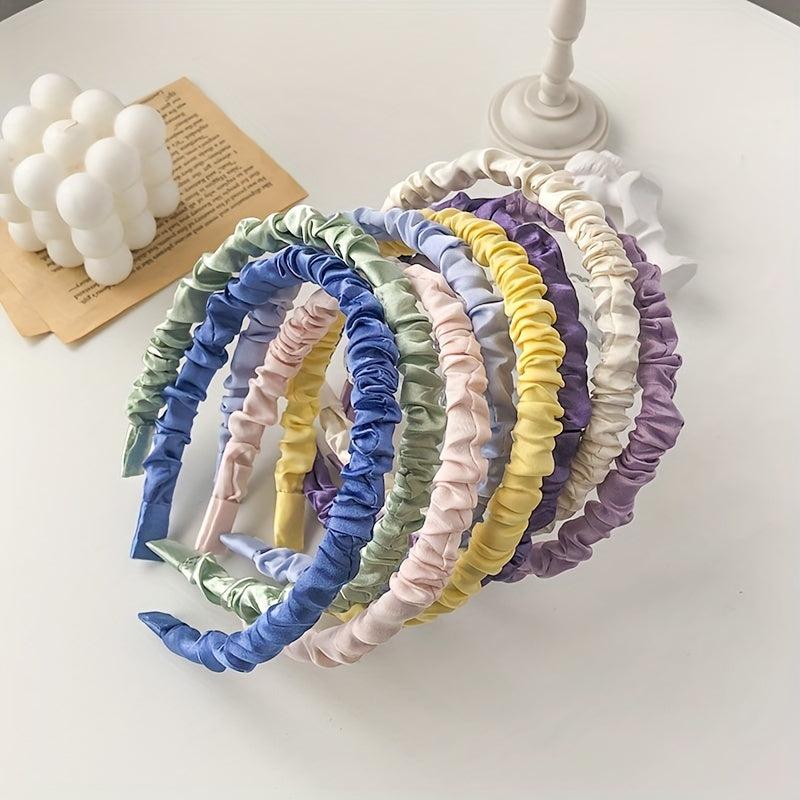 Satin Ruched Hairband Thin Headband Hair Accessories