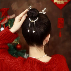 Christmas Reindeer Hair Claw Clip Tassel Non Slip