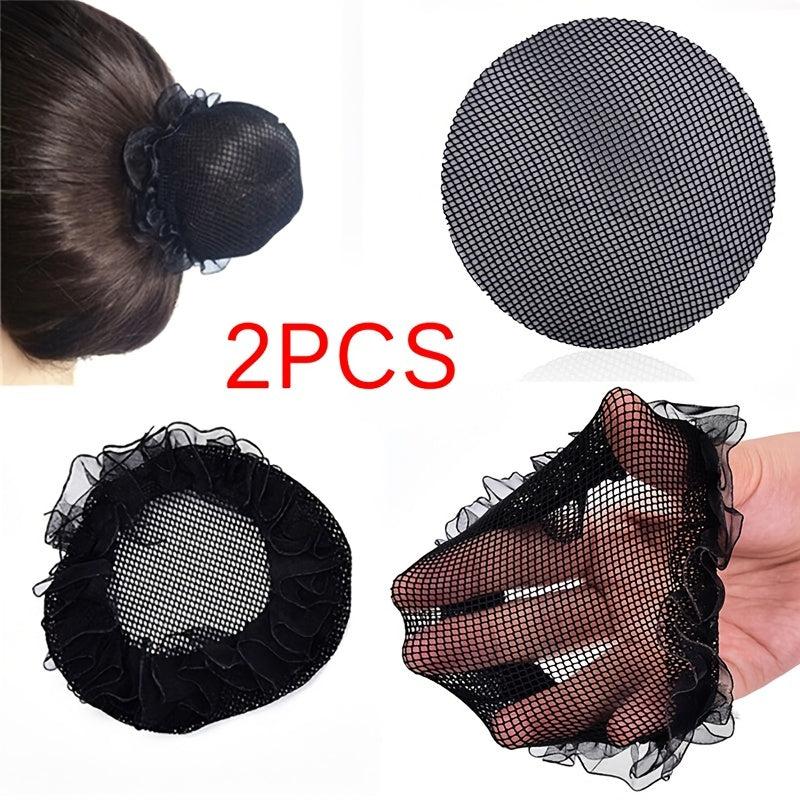 2pcs Nylon Mesh Stretchy Ballet Bun Hair Covers Hairnet for Women Girls