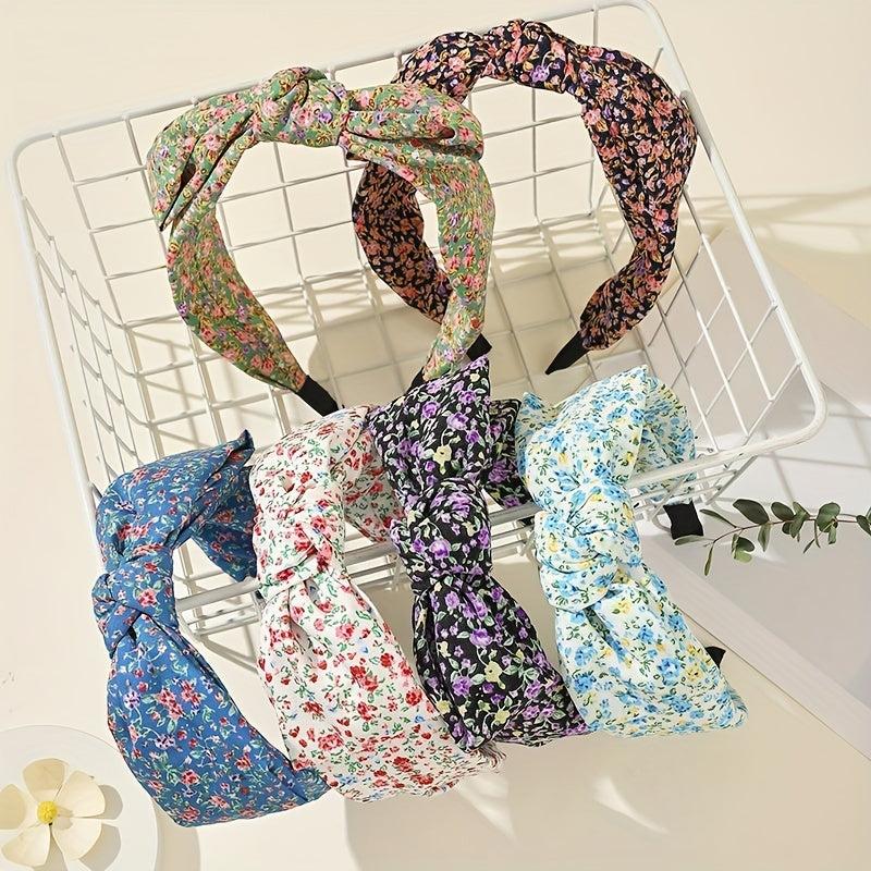 Floral Print Headband Wide Brimmed Head Hoop For Women