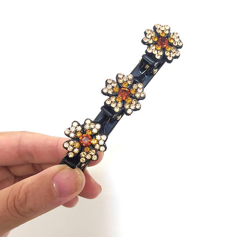 Satin Hair Bands Clover Hairpin Rhinestone Clips