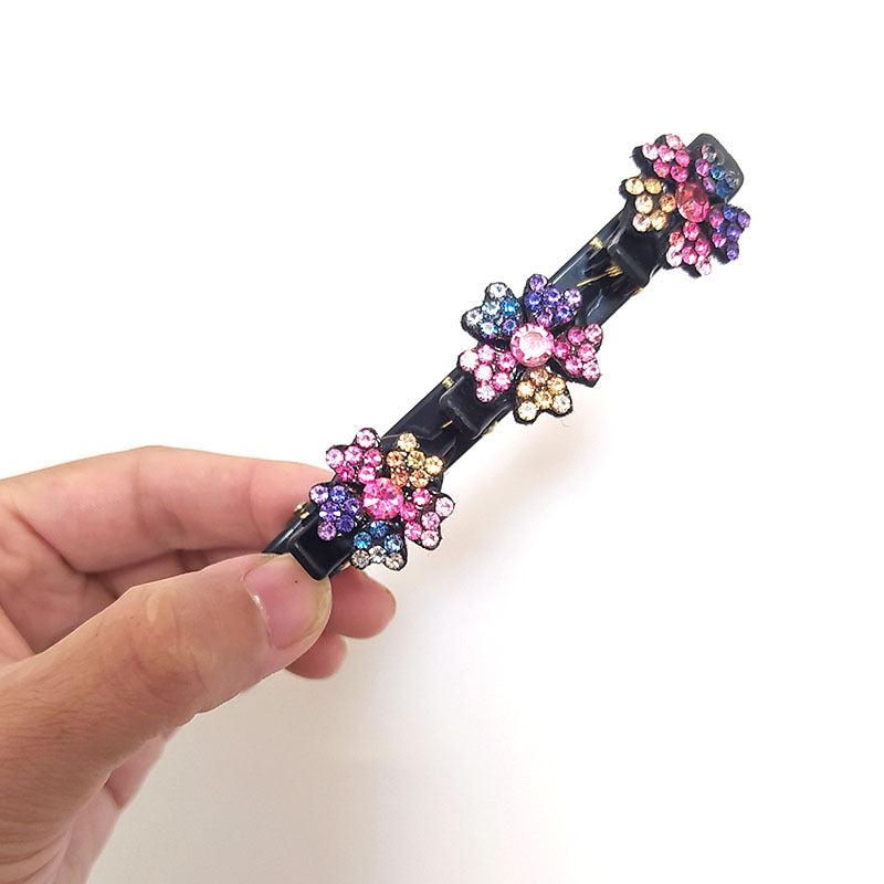 Satin Hair Bands Clover Hairpin Rhinestone Clips