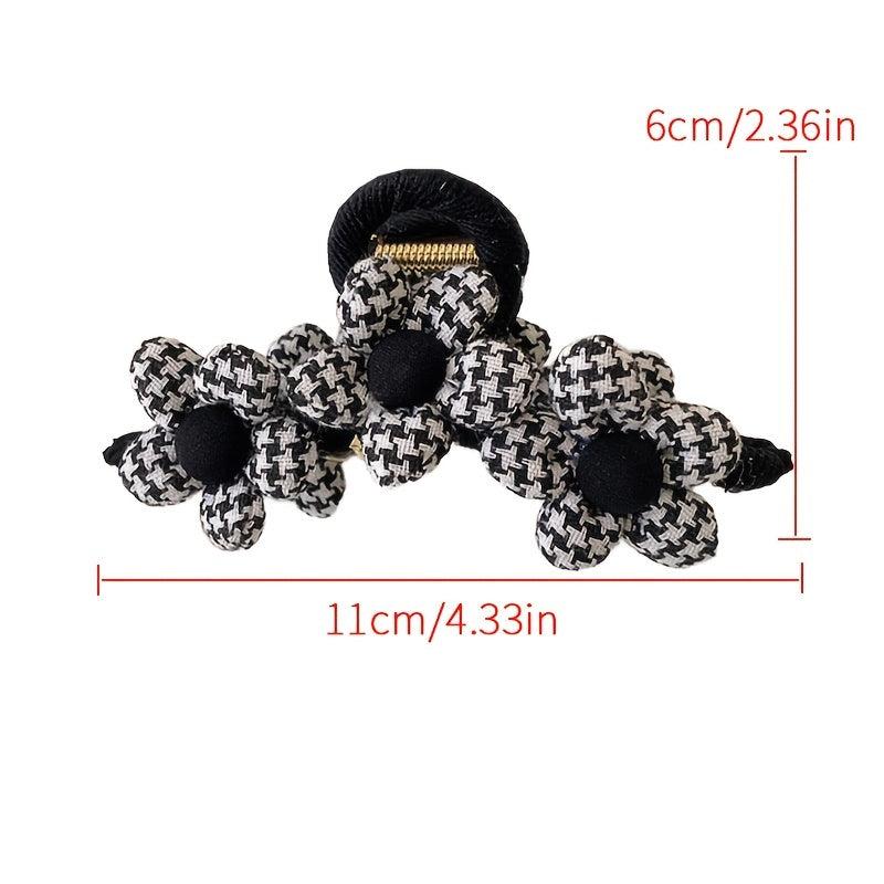 Plaid Flower Hair Clip Claw Thick Hair Accessory Gift Minimalist