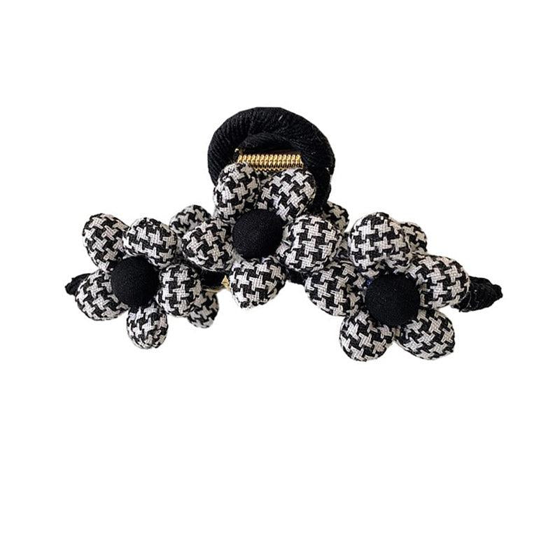 Plaid Flower Hair Clip Claw Thick Hair Accessory Gift Minimalist