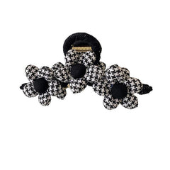Plaid Flower Hair Clip Claw Thick Hair Accessory Gift Minimalist