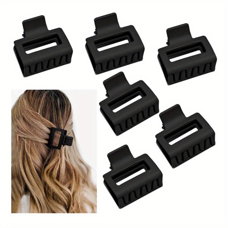 6pcs Small Hair Claw Hollow Rectangle Shape Non-slip Ponytail Holder