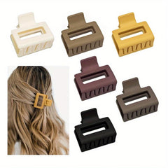 6pcs Small Hair Claw Hollow Rectangle Shape Non-slip Ponytail Holder