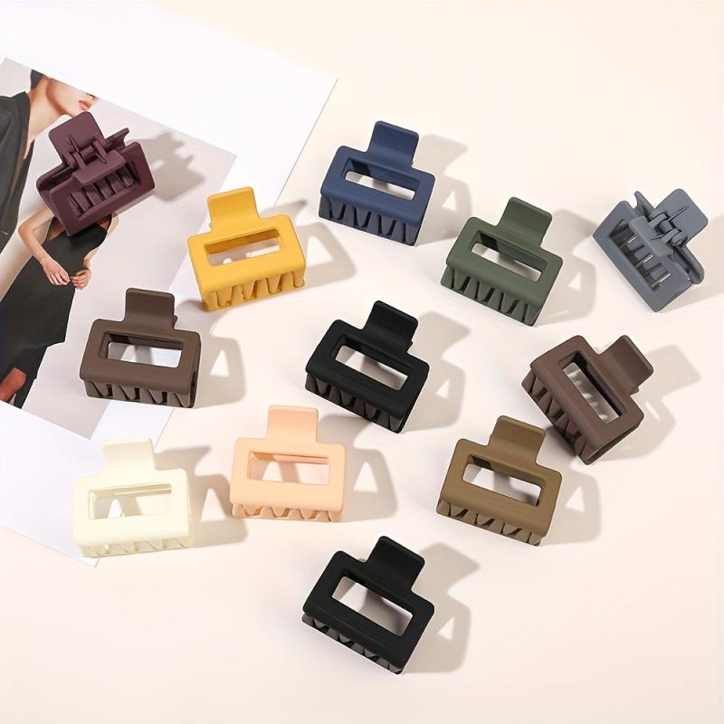 6pcs Small Hair Claw Hollow Rectangle Shape Non-slip Ponytail Holder