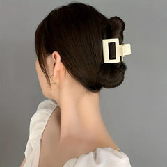 6pcs Small Hair Claw Hollow Rectangle Shape Non-slip Ponytail Holder