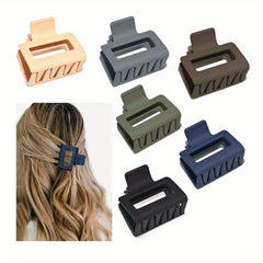 6pcs Small Hair Claw Hollow Rectangle Shape Non-slip Ponytail Holder