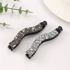 2pcs Rhinestone Faux Pearls Banana Hair Clips