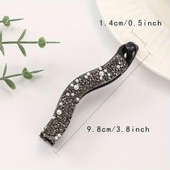 2pcs Rhinestone Faux Pearls Banana Hair Clips