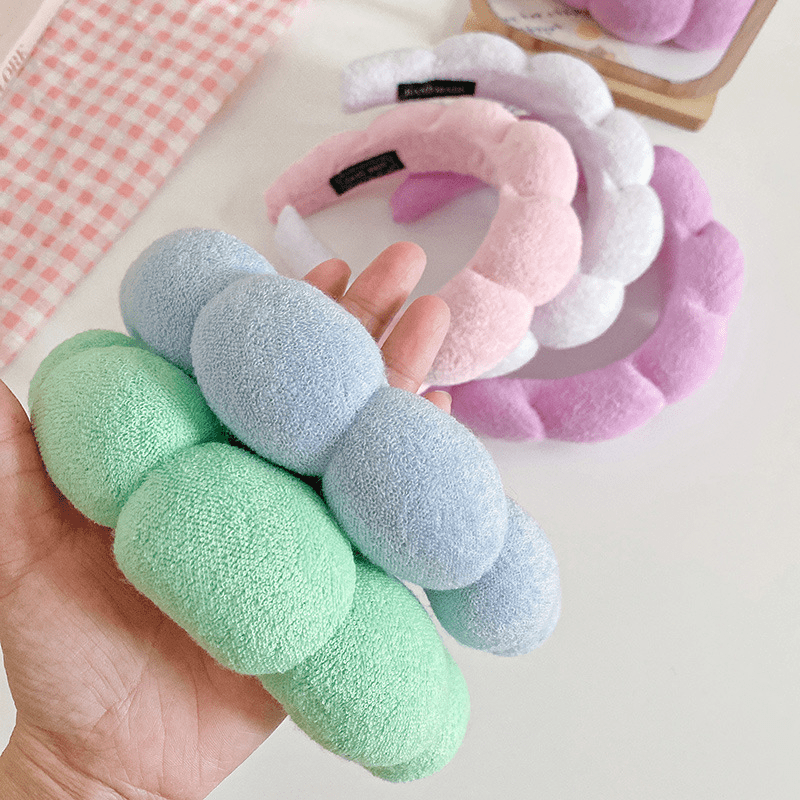 Velvet Headband Wrist Strap Towel Twist Sponge for Face Wash Spa