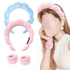 Velvet Headband Wrist Strap Towel Twist Sponge for Face Wash Spa