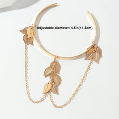 Leaf Shape Arms Band Chain Pendant Metal Band Vintage