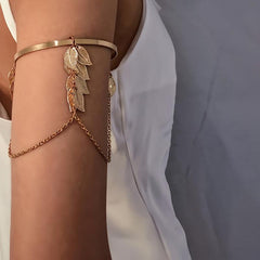 Leaf Shape Arms Band Chain Pendant Metal Band Vintage