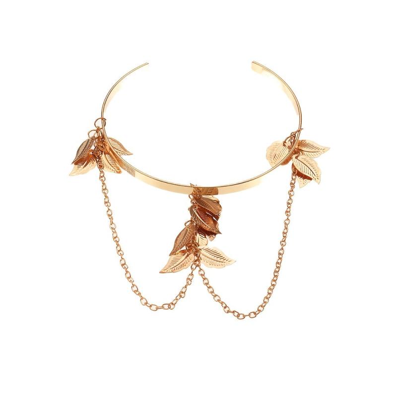Leaf Shape Arms Band Chain Pendant Metal Band Vintage