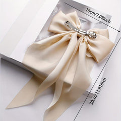 Large Satin Bow Hair Clip French Barrette Ponytail Accessories Women