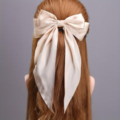 Large Satin Bow Hair Clip French Barrette Ponytail Accessories Women