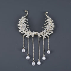 Rhinestone Banana Clip with Faux Pearl Pendant
