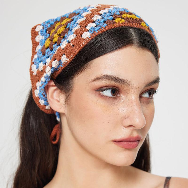 Boho Floral Crochet Hair Bandana Vintage Headband