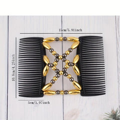 Double Row Beaded Hair Comb for Women