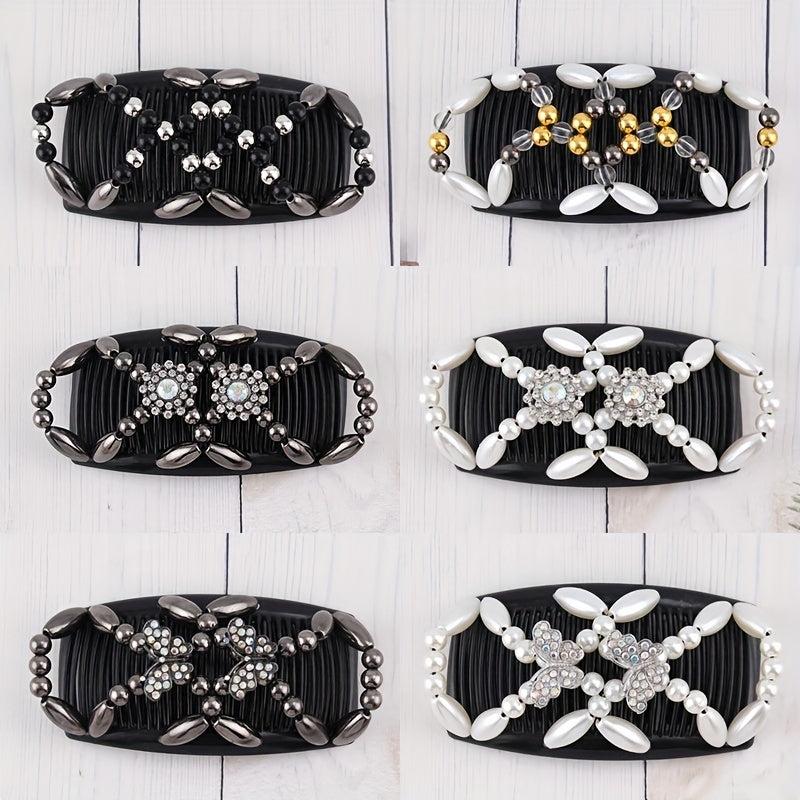 Double Row Beaded Hair Comb for Women