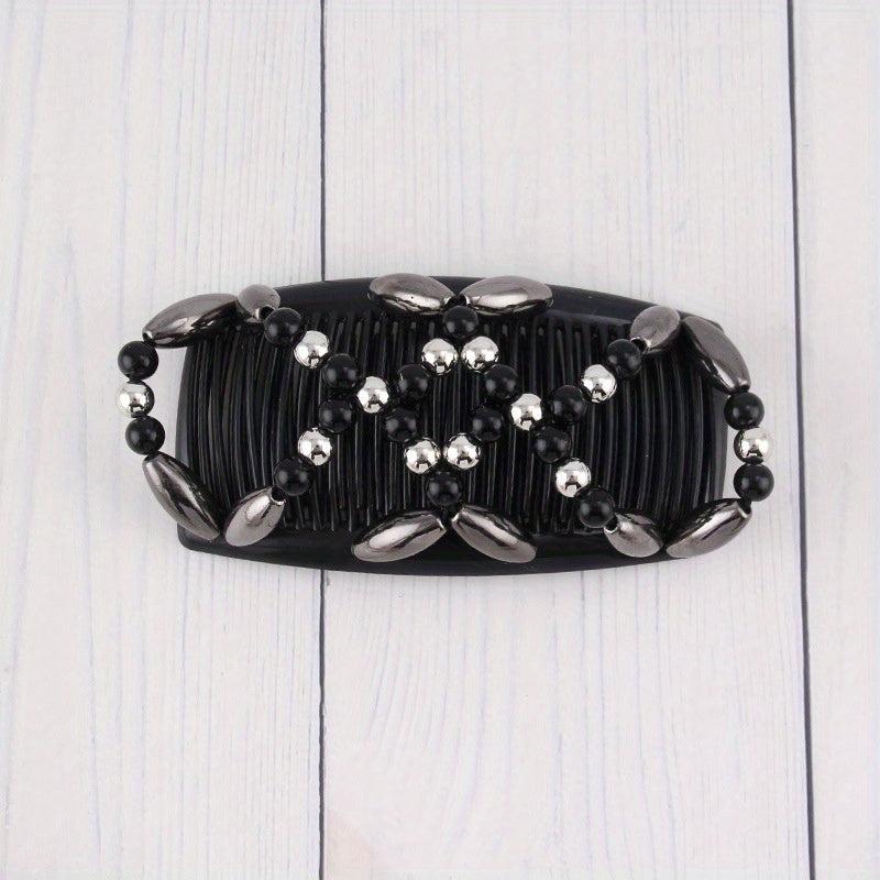 Double Row Beaded Hair Comb for Women