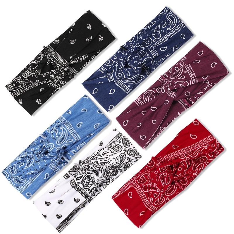 Boho Paisley Knot Wide Headband Stretch Hair Wrap Yoga Running Workout Hairband